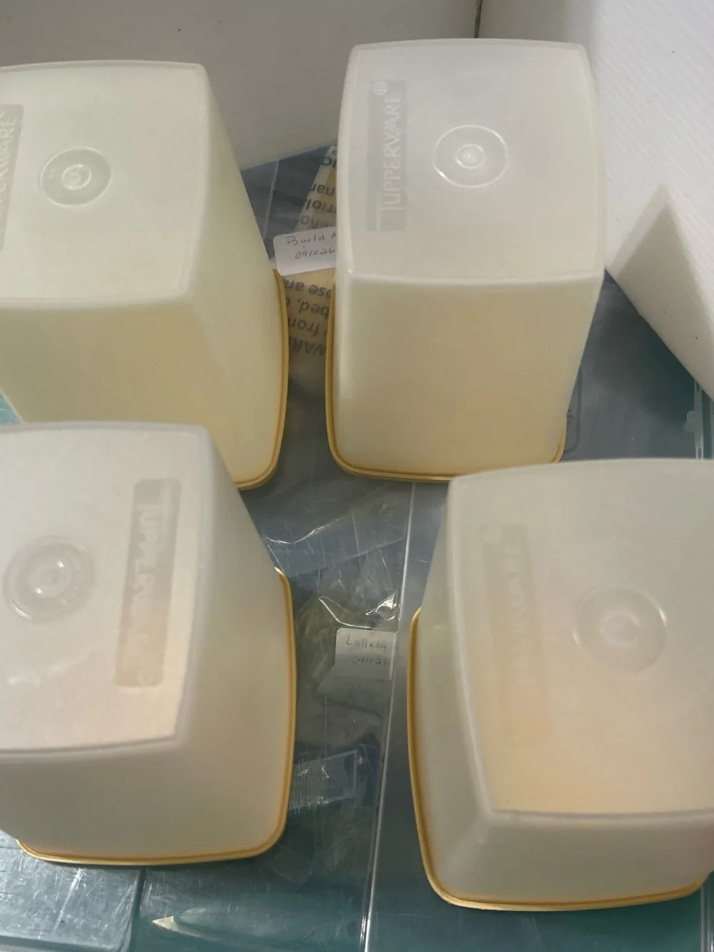 Tupperware Cream Canisters with Gold Lids – Set of 4